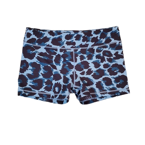 IAB MFG Women's‎ Blue Leopard Workout Crossfit Training Shorts Size 14 - Picture 1 of 8